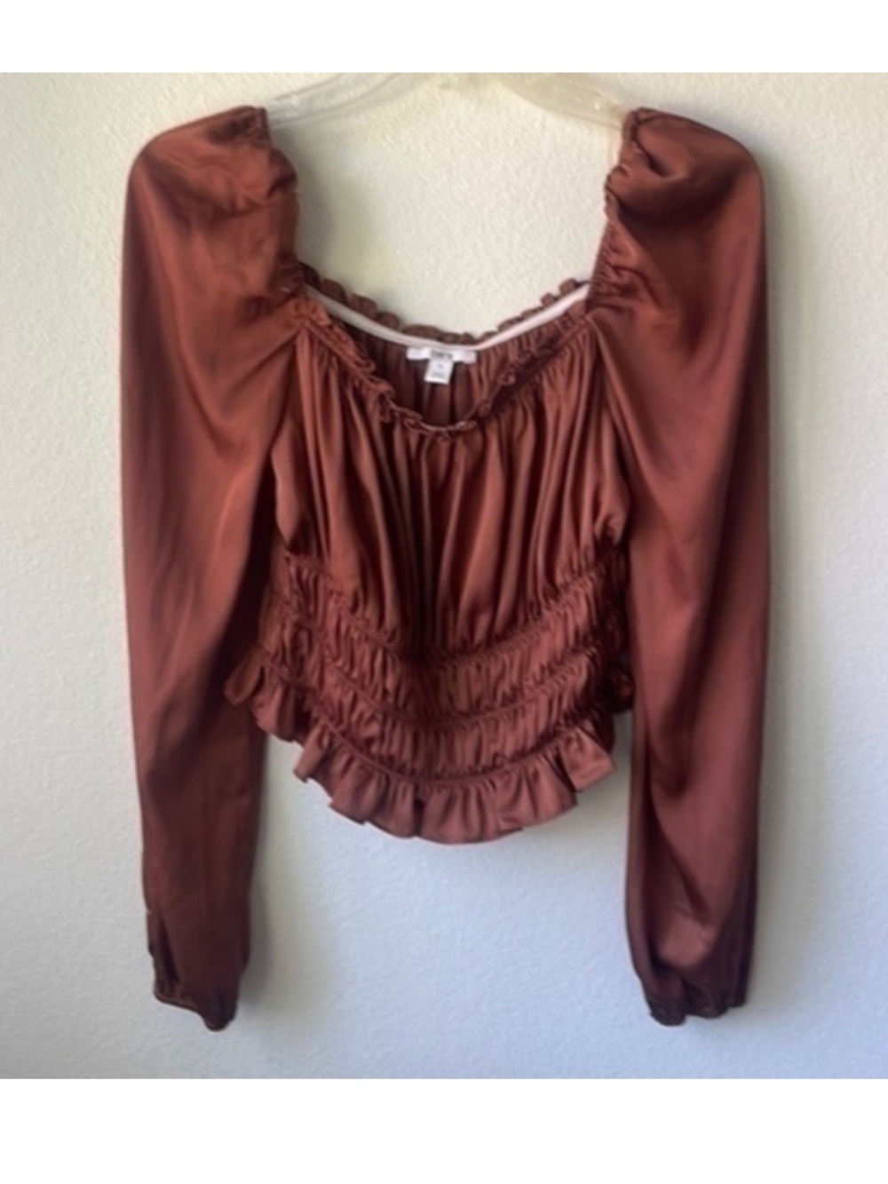 Bar III Copper Smocked Peasant Blouse